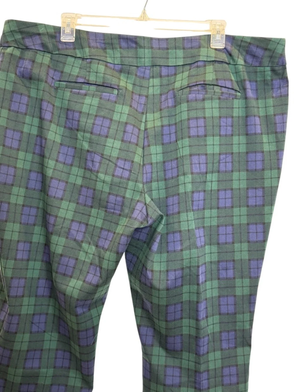 Croft & Barrow Green and Navy Plaid Knit Trousers  Womens Plus 28W